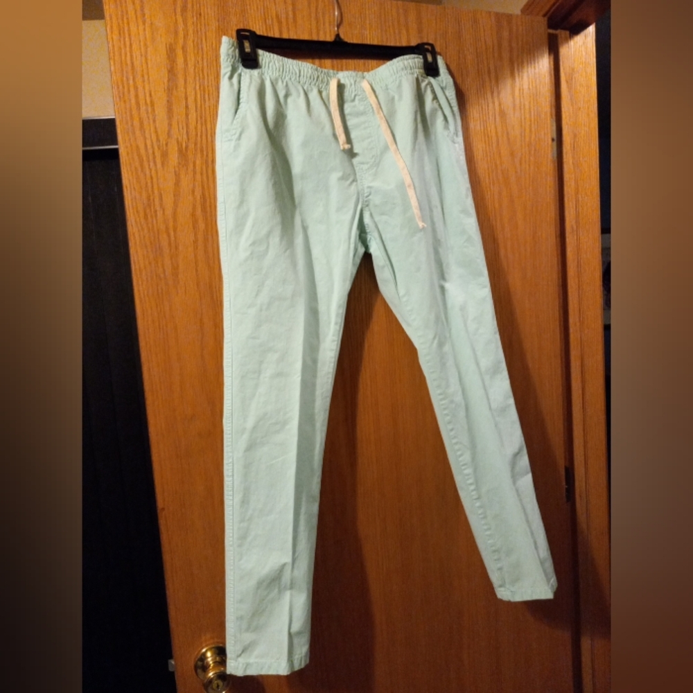 Womens Artistry In Motion Drawstring Green Cotton Pants Medium Inseam 28 Pockets